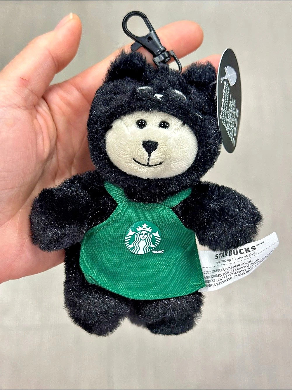 Starbucks Black Cat Bearista Plush Bag Charm Black & Green NWT